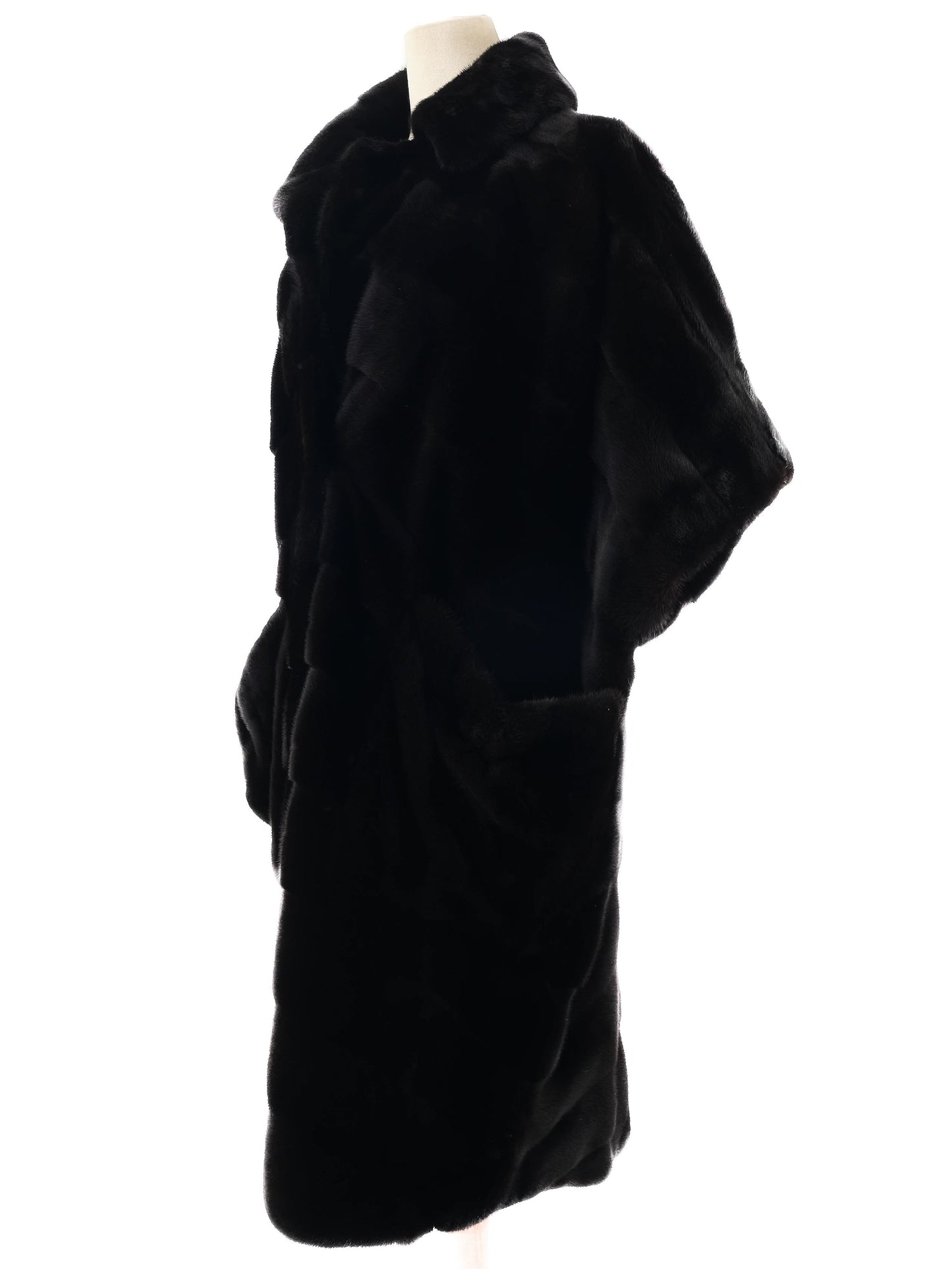 helen yarmak black faux fur cape coat size l - perfect condition