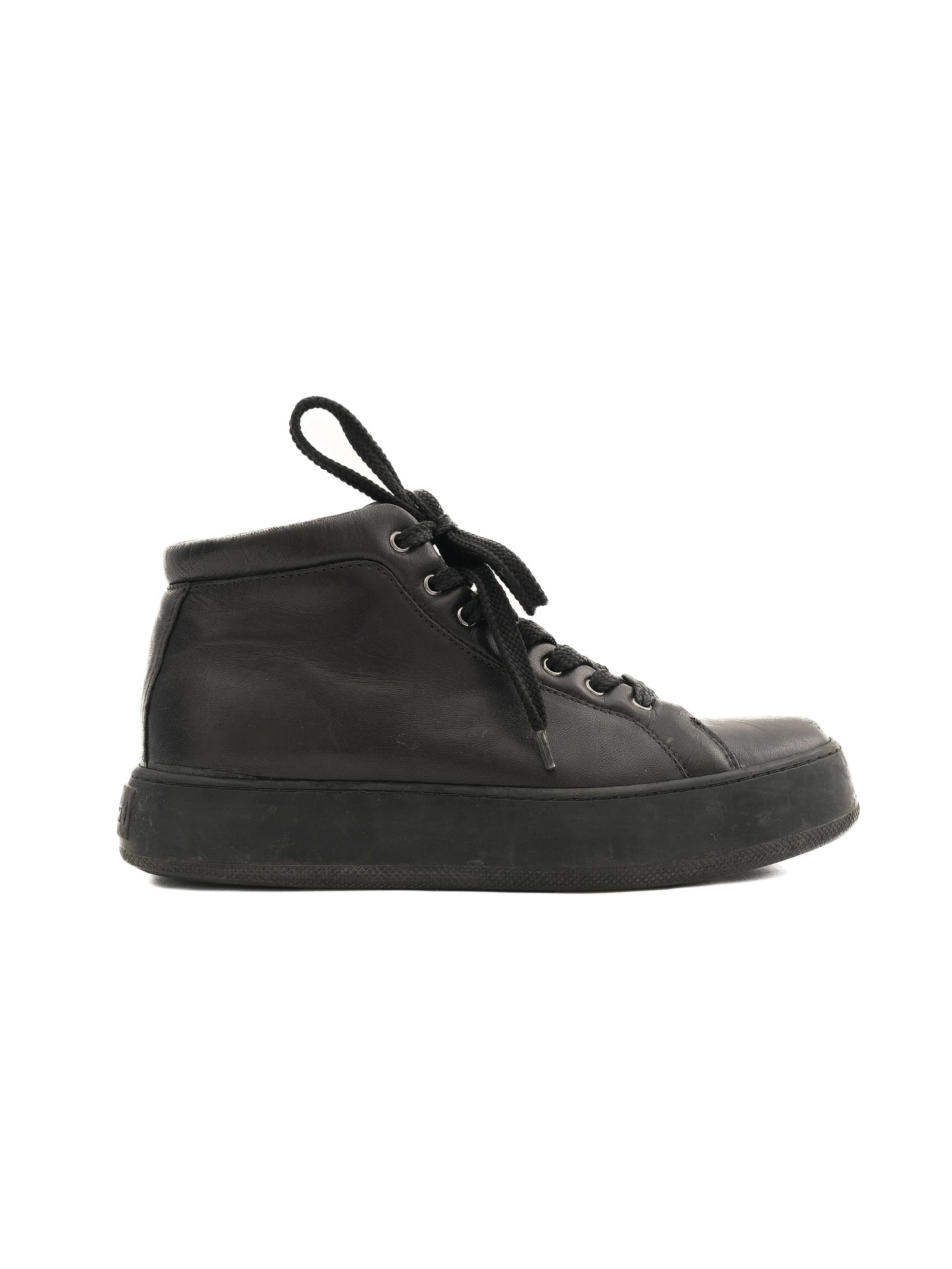 excellent max mara black leather sneakers size 36.5 women's