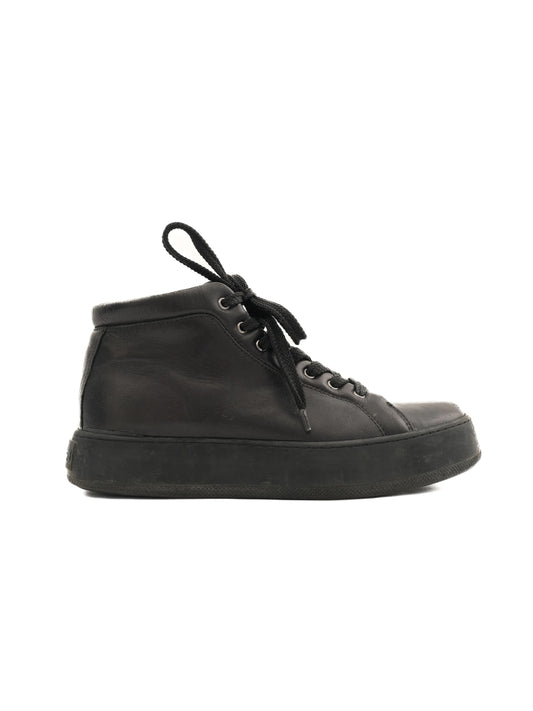 Excellent Max Mara Black Leather Sneakers Size 36.5 Women's
