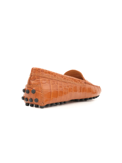 NEW Tod's Orange Leather Loafers Size 39.5 with Rubber Studs