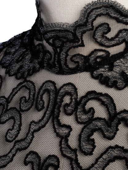Excellent Clips Black Lace Dress XL Floral Overlay Peplum Waist