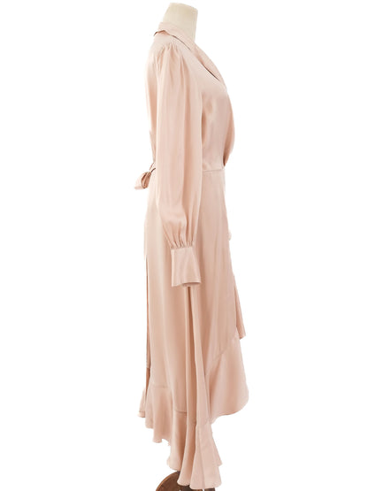 Excellent Zimmerman Pink Silk Wrap Dress with Ruffled Hem