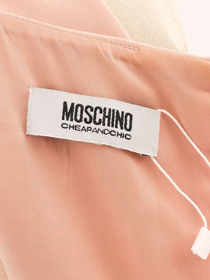 Excellent Moschino Sleeveless Shift Dress Size L Beige Pink Triacetate