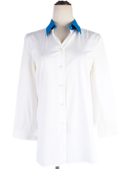 Excellent Prada White Nylon Long-Sleeve Shirt Size M