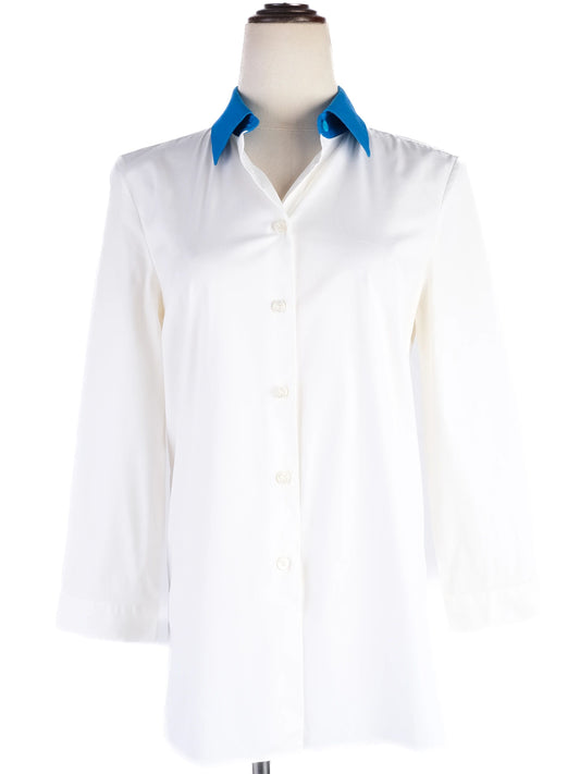 Excellent Prada White Nylon Long-Sleeve Shirt Size M