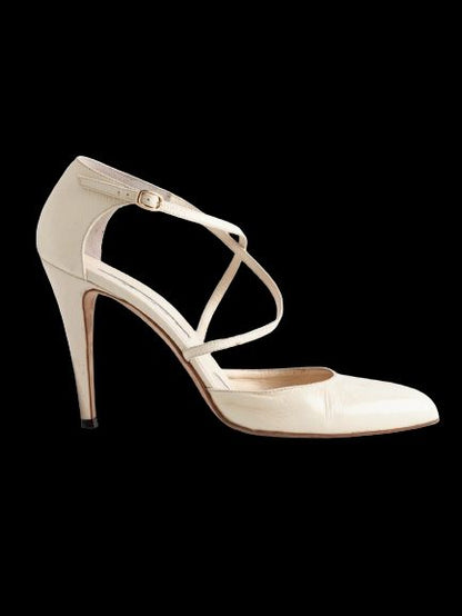 Average Brian Atwood White Leather Heels Size 39 Women