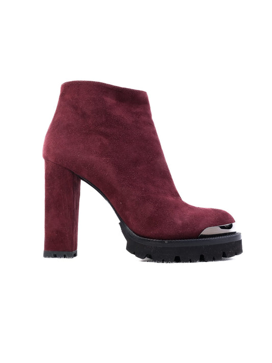 Perfect Nando Muzi Red Leather High-Heeled Ankle Boots Size 37