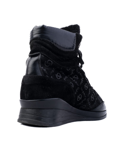 Excellent Byblos Black Leather High-Top Sneakers Size 38