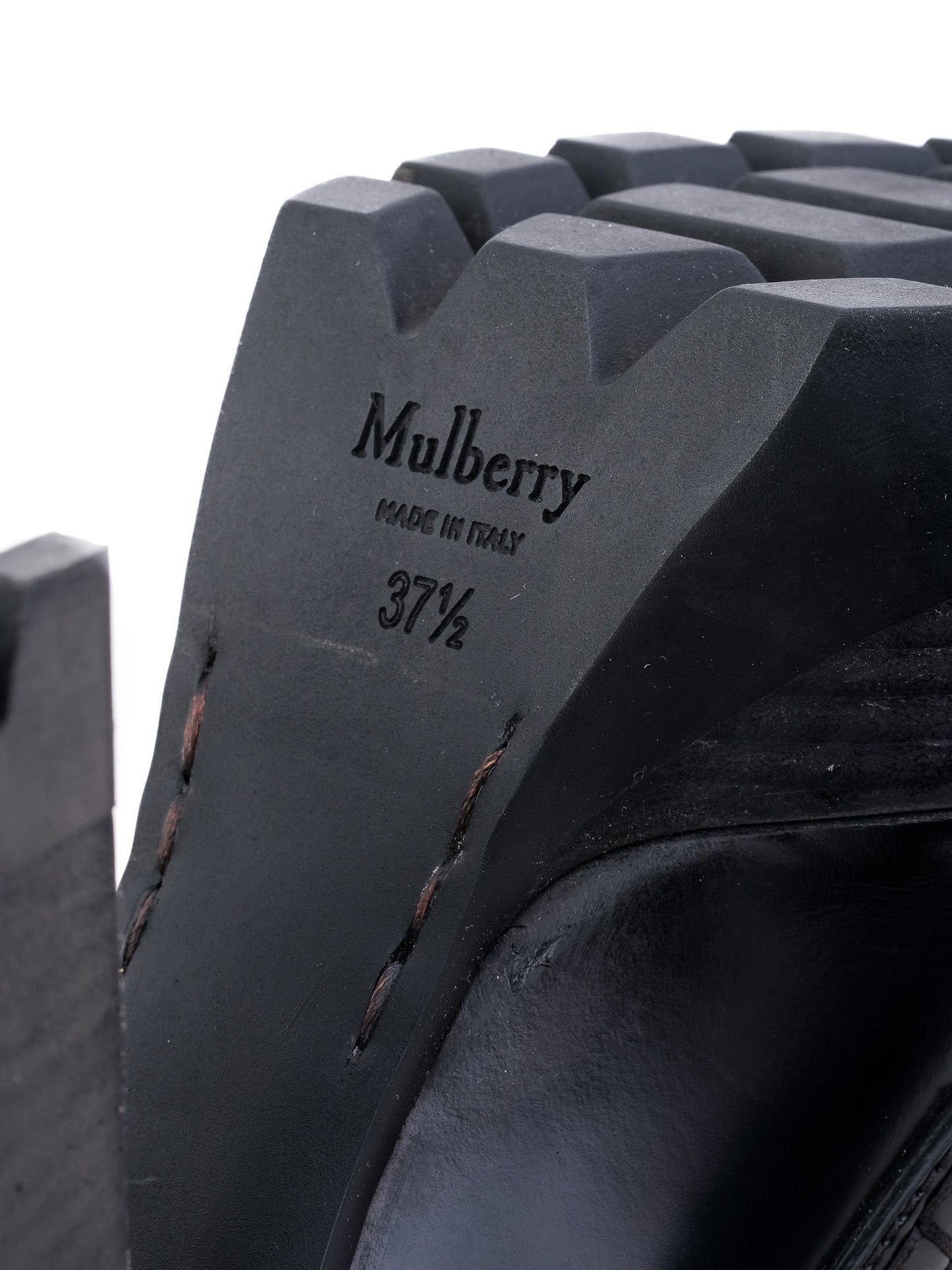 excellent mulberry black leather high-heeled shoes size 37.5