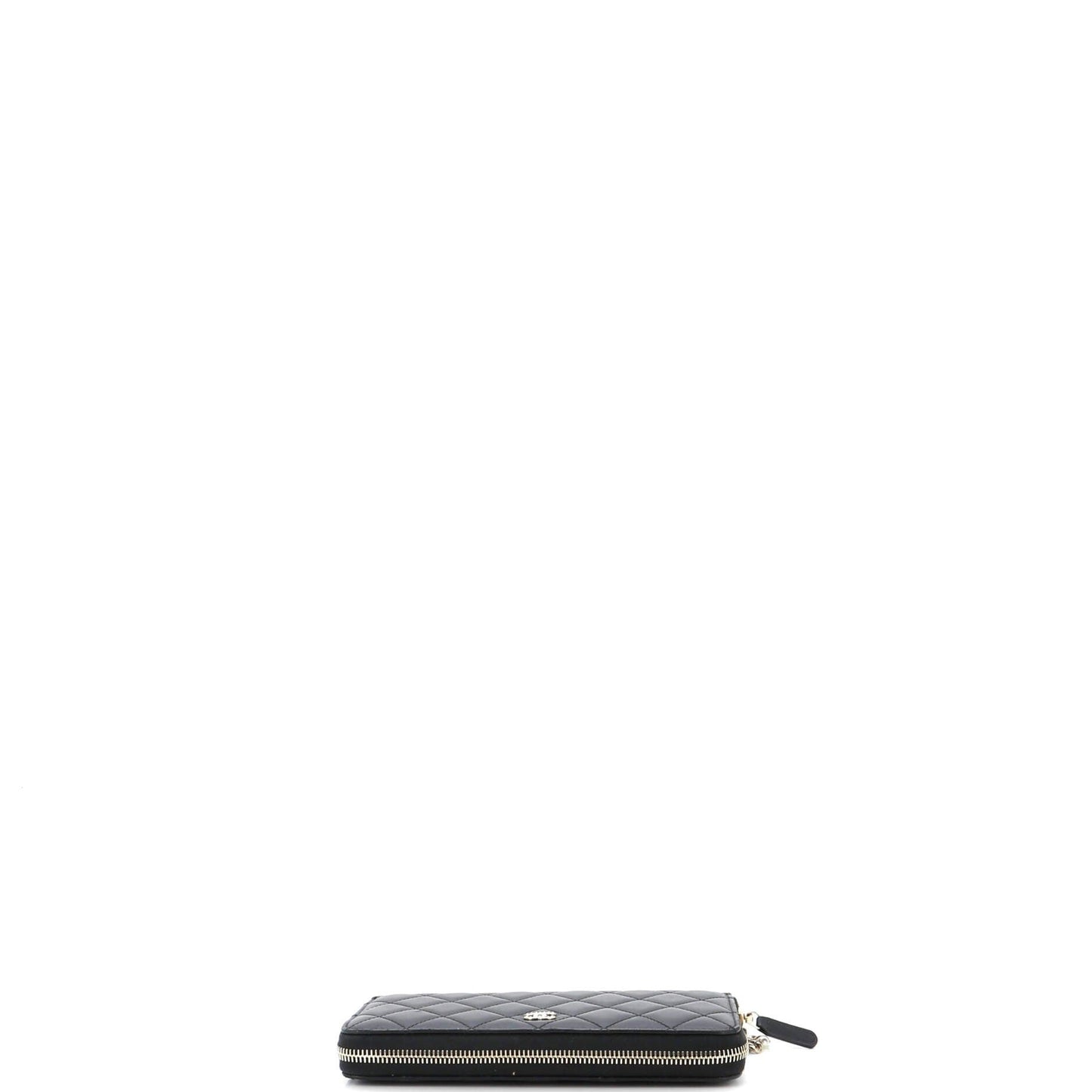 zip around wallet with pearl chain quilted lambskin long