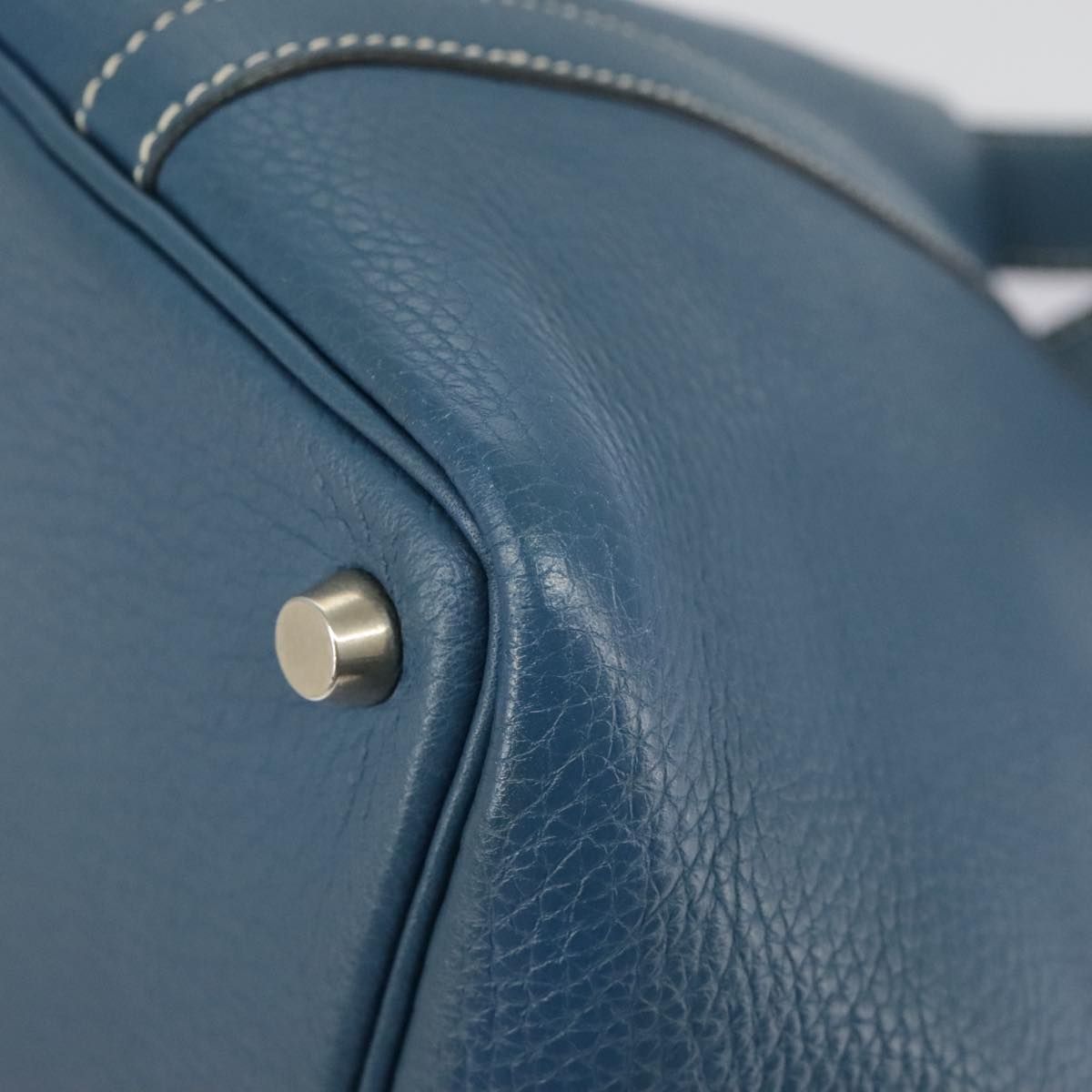 Hermes Picotan Pm Hand Bag Taurillon Clemence Blue Auth
