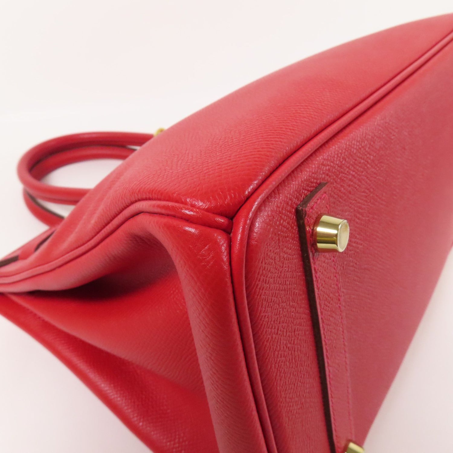 Hermes Epsom Leather Birkin 30 Gold Handmade Bag Rouge Casaque Handbag Red Rouge Casaque Epsom Calfskin (cowhide) _