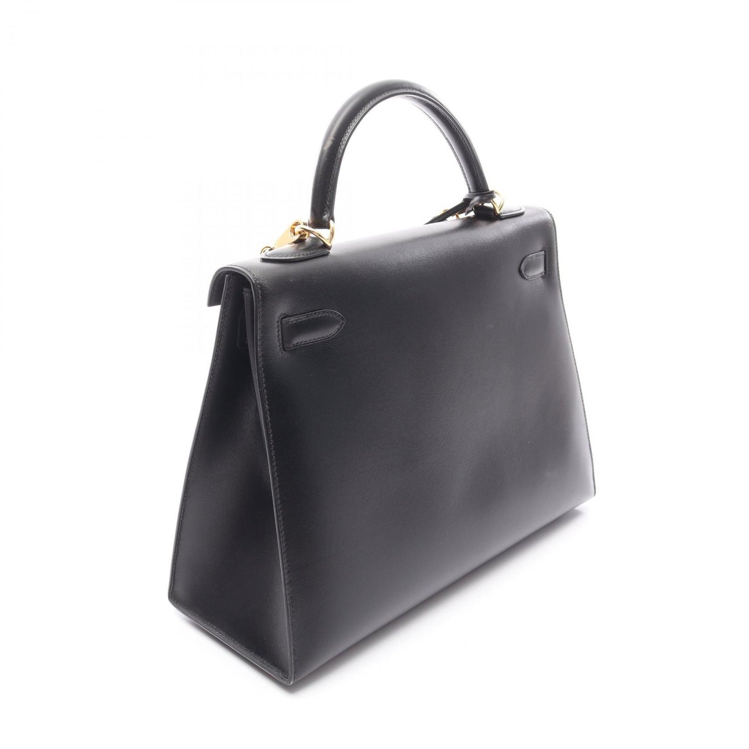 Hermes Kelly 32 Handbag Black Box Calfskin Calfskin (cowhide)