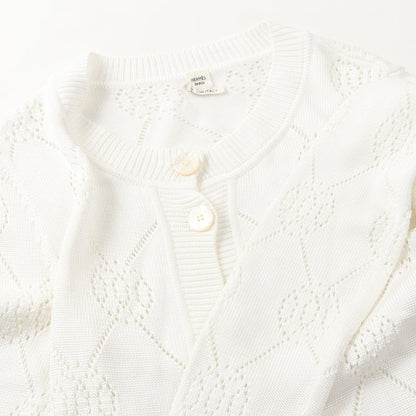Hermes H Lift Serie Button Cardigan White Rayon Cotton 2e 2710da