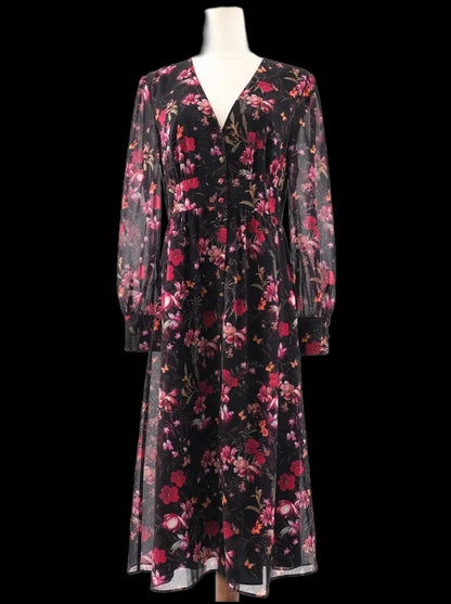 Excellent Ted Baker Floral Long-Sleeved Dress Size M