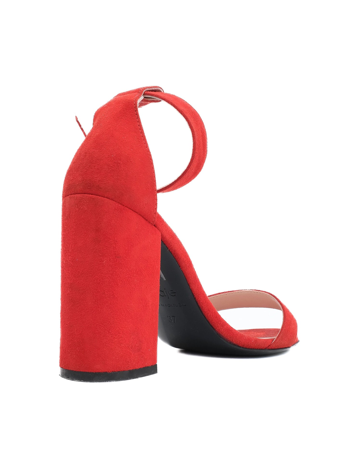 excellent maje red genuine suede high-heeled sandals size 37