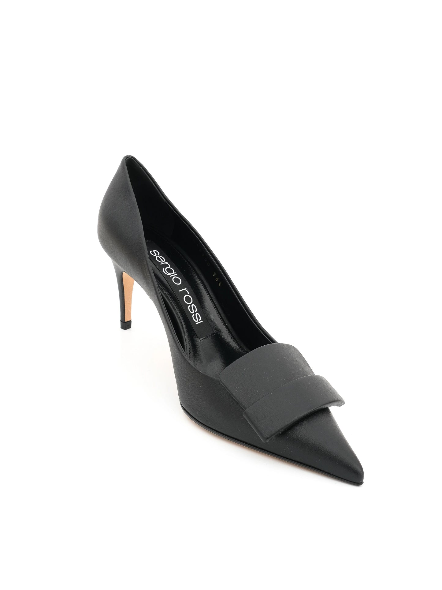 new sergio rossi black leather high heel shoes size 36.5