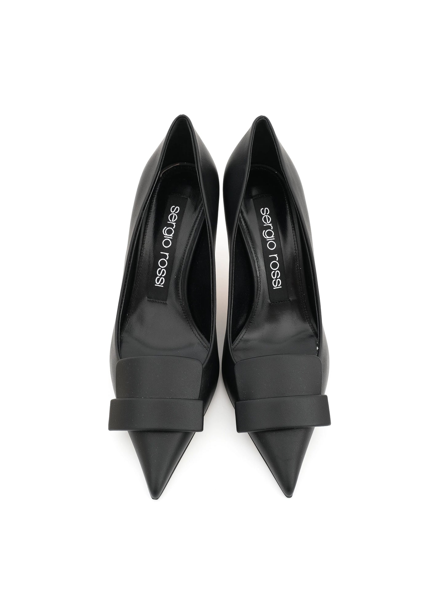 new sergio rossi black leather high heel shoes size 36.5