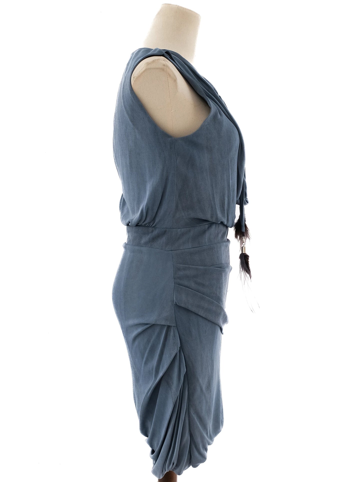 excellent elisabetta franchi blue sleeveless dress size xs