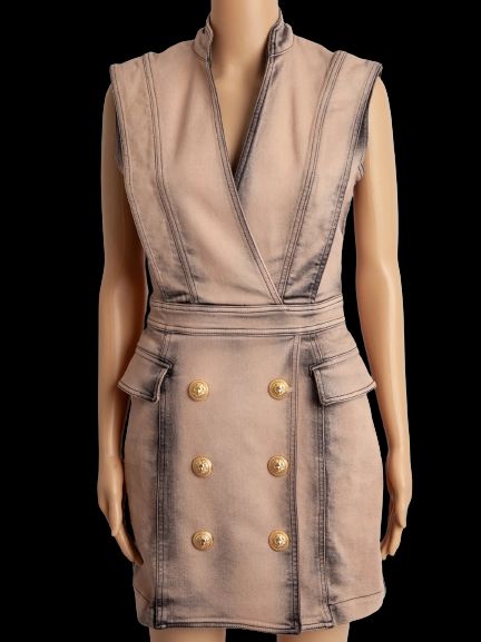 balmain pink cotton dress xs excellent condition with gold buttons