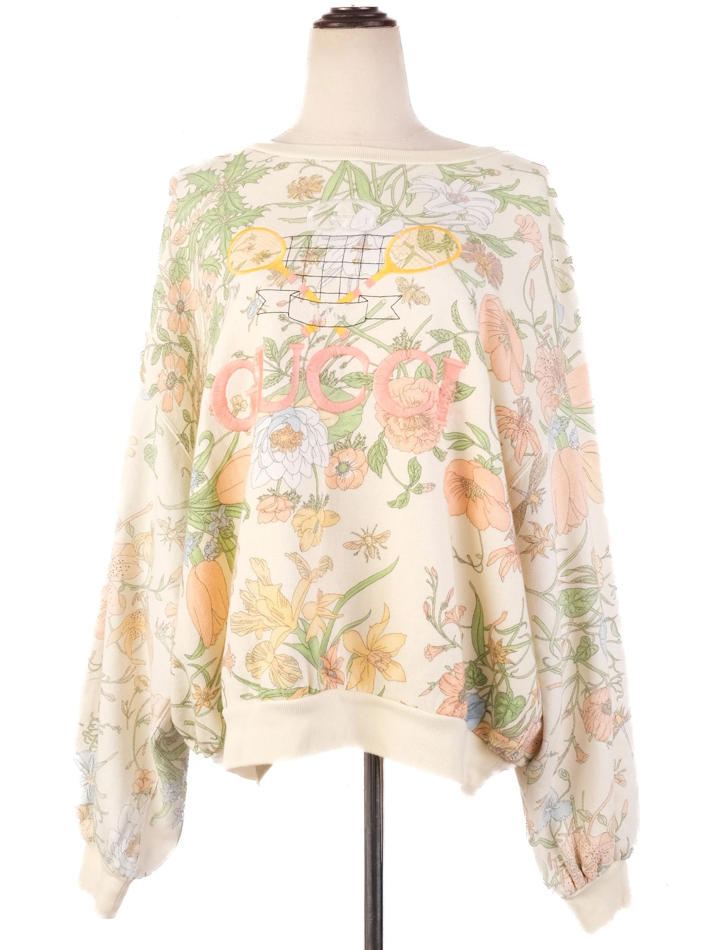 excellent gucci floral sweatshirt cream floral print women's m