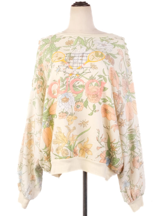 Excellent Gucci Floral Sweatshirt Cream Floral Print Women's M