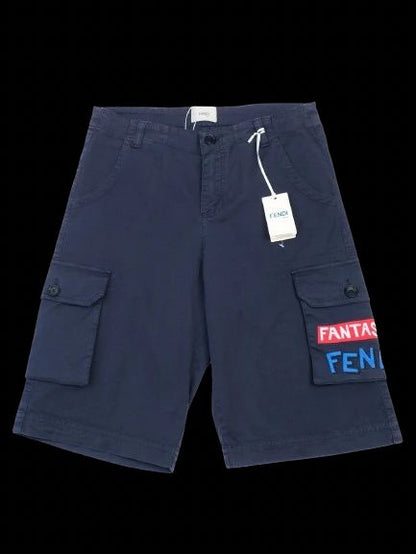 Excellent Fendi Kids Blue Cargo Shorts Size 10 Cotton