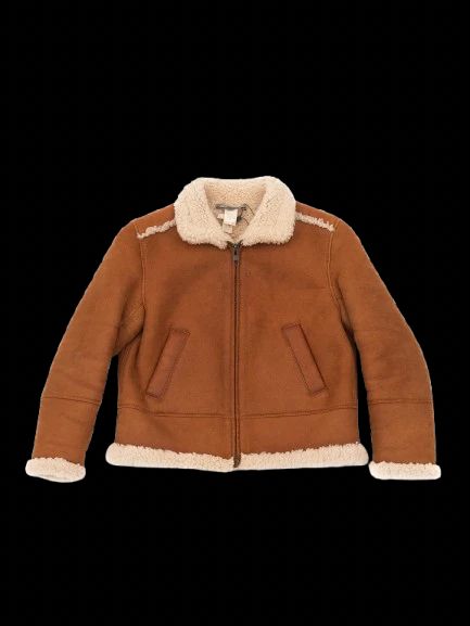 excellent bonpoint orange leather jacket size 6 for kids