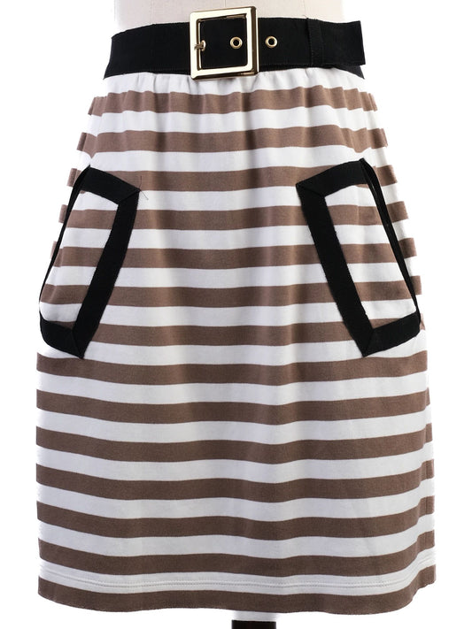 Excellent Moschino Striped Skirt Size M with Black Pockets & Buckle