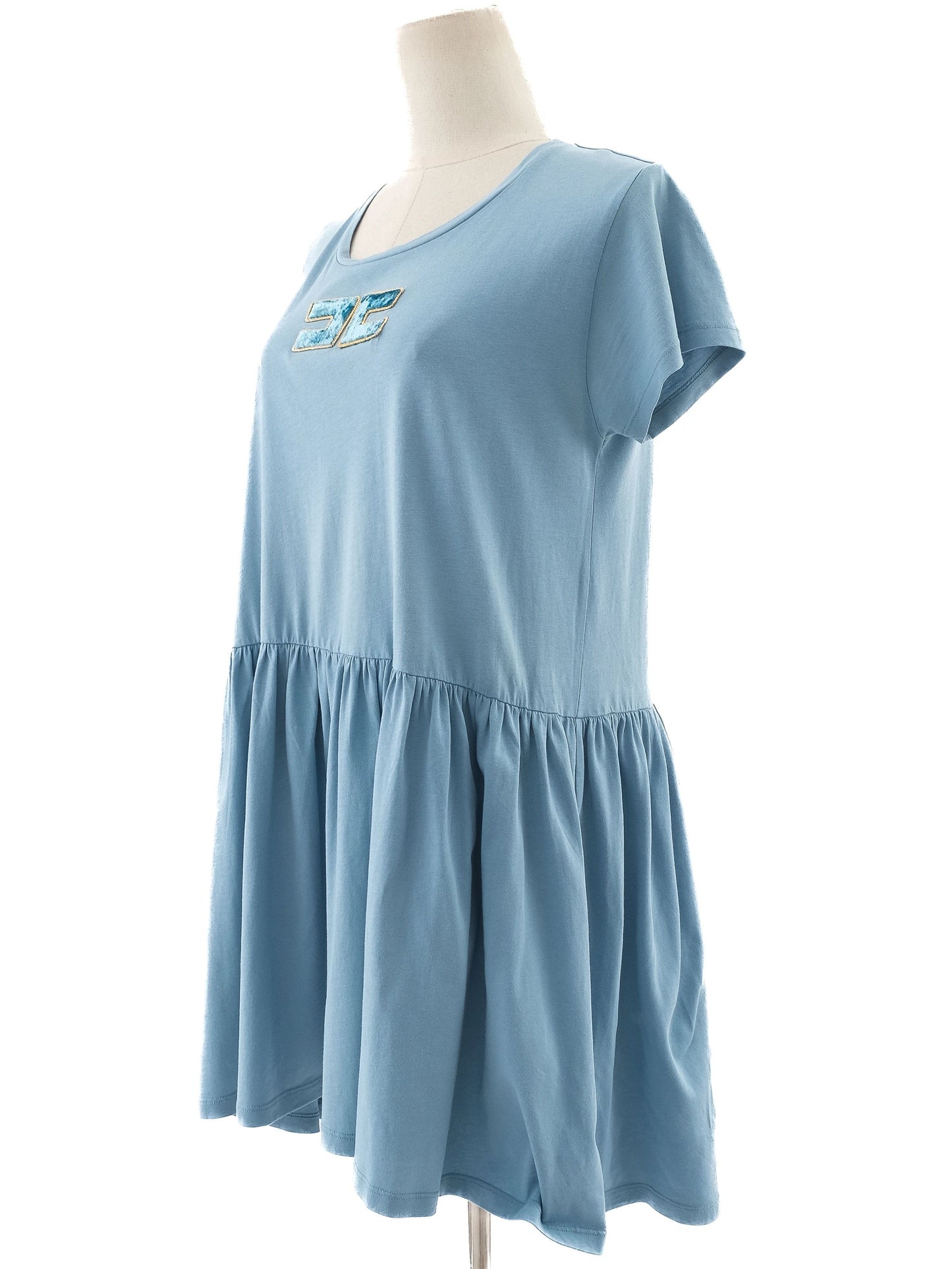 excellent elisabetta franchi blue cotton dress size s