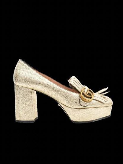 Good Gucci Yellow Leather Platform Shoes Size 38 with Chunky Heel