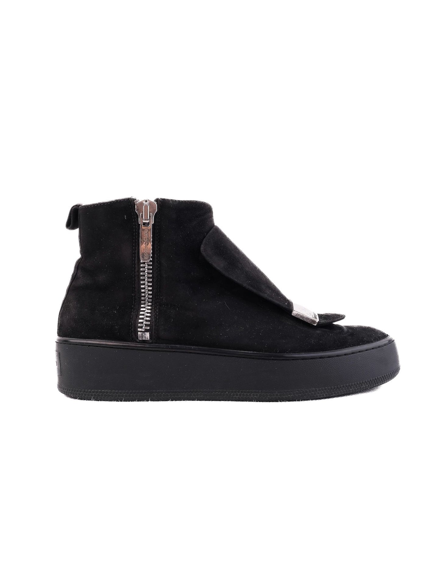 good sergio rossi black suede ankle boots size 36 with metallic detail