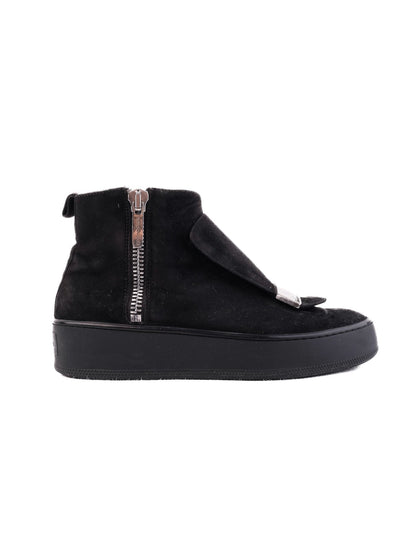 Good Sergio Rossi Black Suede Ankle Boots Size 36 with Metallic Detail