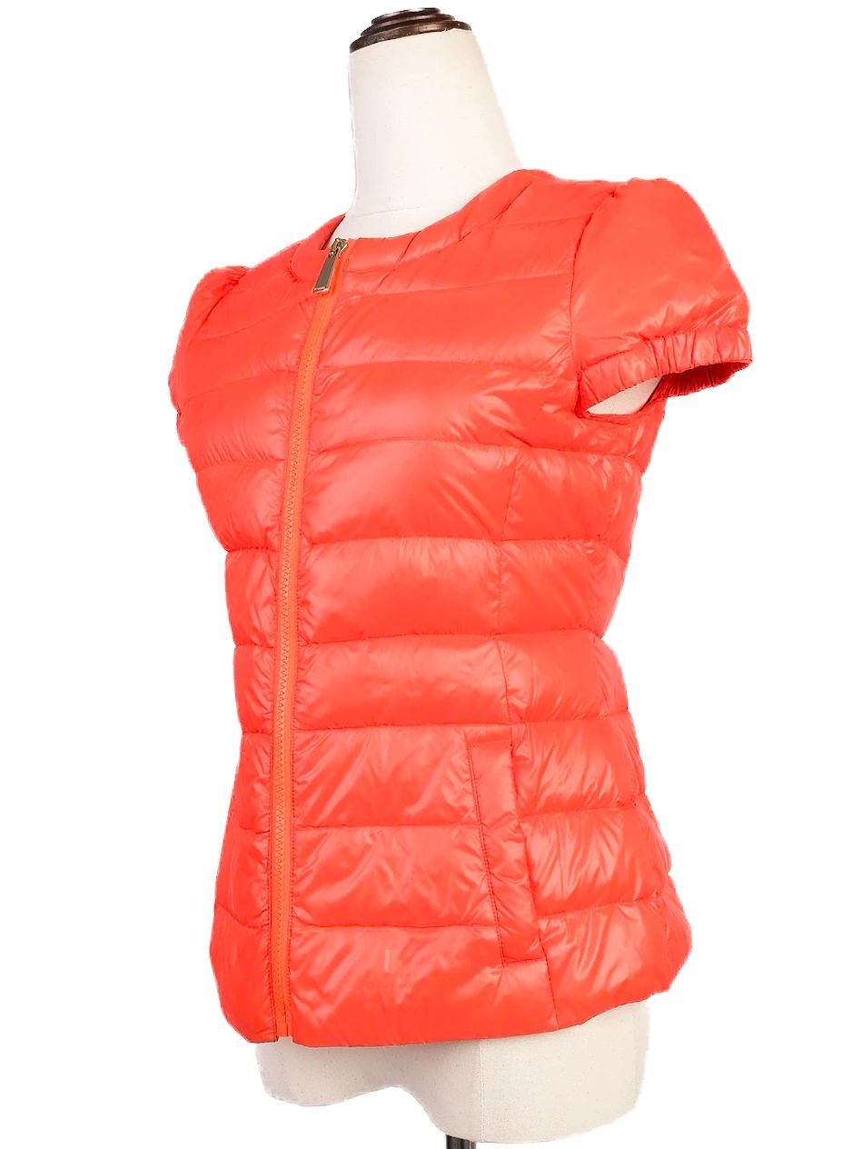 excellent pinko red nylon short-sleeved puffy jacket size s