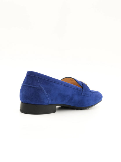 Perfect Tod's Blue Suede Loafers with Metal Accent Size 35