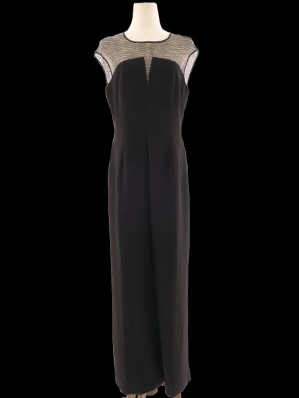 karen millen black sleeveless jumpsuit xl with sheer detail