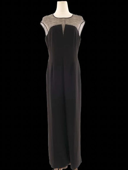 Karen Millen Black Sleeveless Jumpsuit XL with Sheer Detail