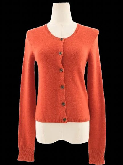 Excellent Burberry Orange Cashmere Cardigan Sweater Size XS