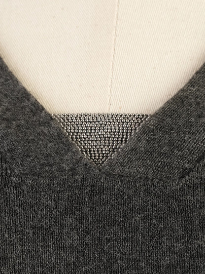Average Brunello Cucinelli Gray Silk V-Neck Sweater Size S