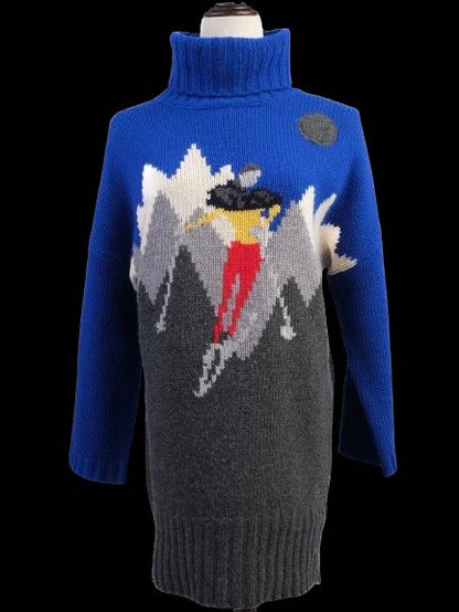Excellent Bogner Women's Wool Sweater Size M Blue Mountain Design