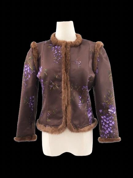 excellent andrew gn women's orange silk jacket size m