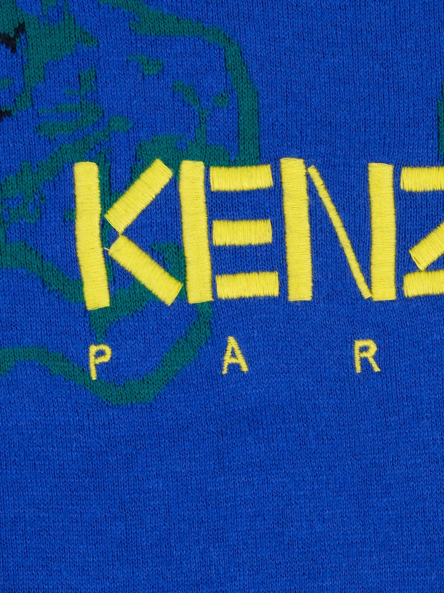 excellent kenzo kids blue wool sweater size 10 with tiger design