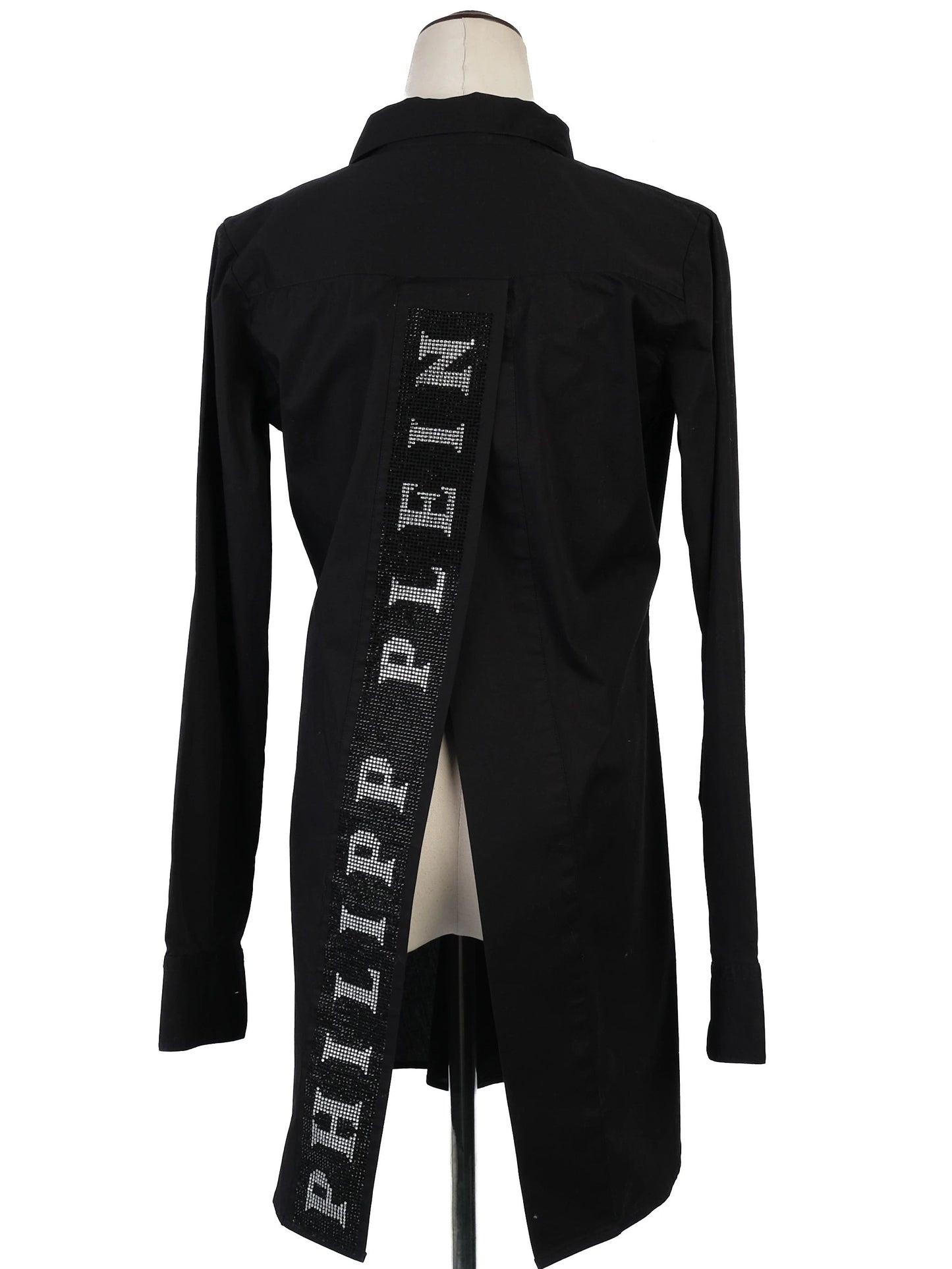excellent phillipp plein black long sleeve tunic shirt size s