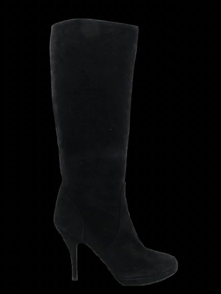 good salvatore ferragamo black leather knee-high stiletto boots size 38.5