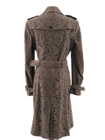 Excellent Burberry Orange Lace Trench Coat Size L
