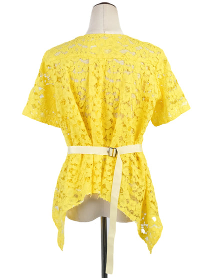 Excellent Sacai Yellow Lace Top with Belt Size L Women