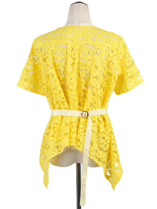 Excellent Sacai Yellow Lace Top with Belt Size L Women