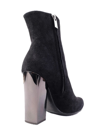 Vicini Black Leather Ankle Boots Size 39 with Block Heel
