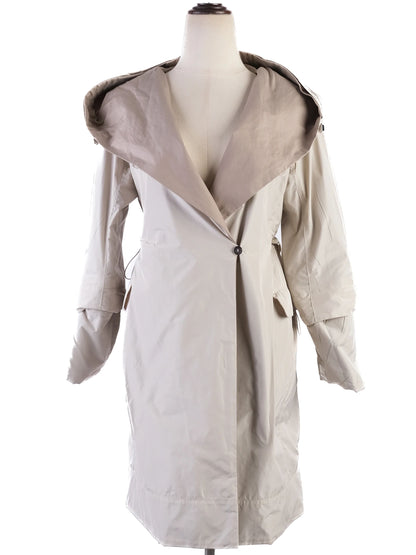 Max Mara Gray Hooded Coat with Waist Belt Size S Excellent Condition