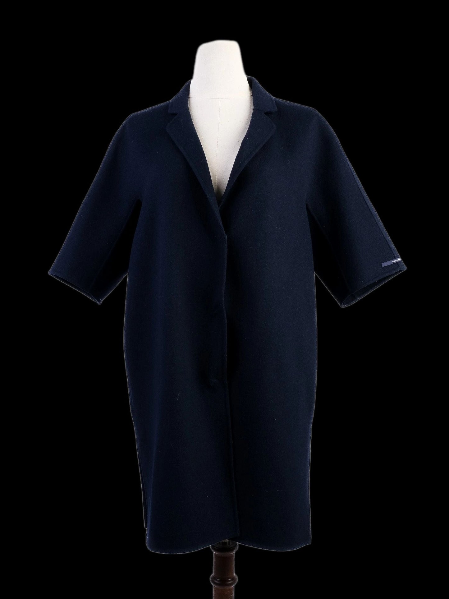 excellent max mara wool navy blue short-sleeved coat size m